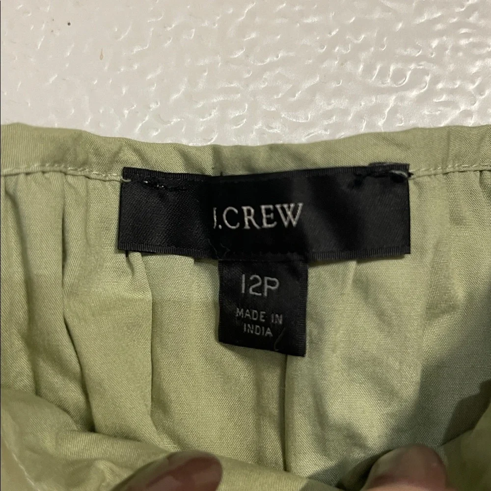 J CREW WOMENS CINCHED WAIST COTTON POPLIN DRESS GREEN 12 PETITE BG485 - Picture 5 of 9